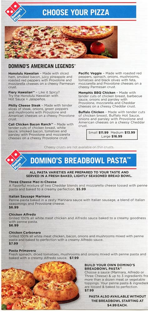 domino's pizza oil city menu